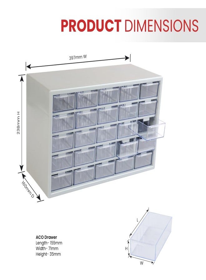 Alkon Polypropylene Component Organiser With Drawers (Aco25) | Small Parts Storage Jewellery Pharmacy Shop Medicine Nuts Screws Bolts DIY Clinic Hospital | Multiple Drawers-25 Drawers - Image 2
